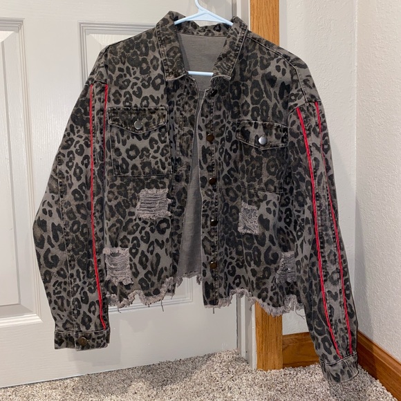 Cheetah Cropped Jean Jacket